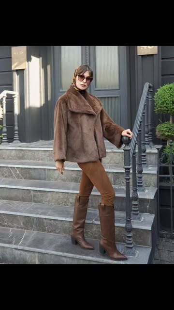 پالتو پوست سمور فری سایز قهوه ای و مشکی